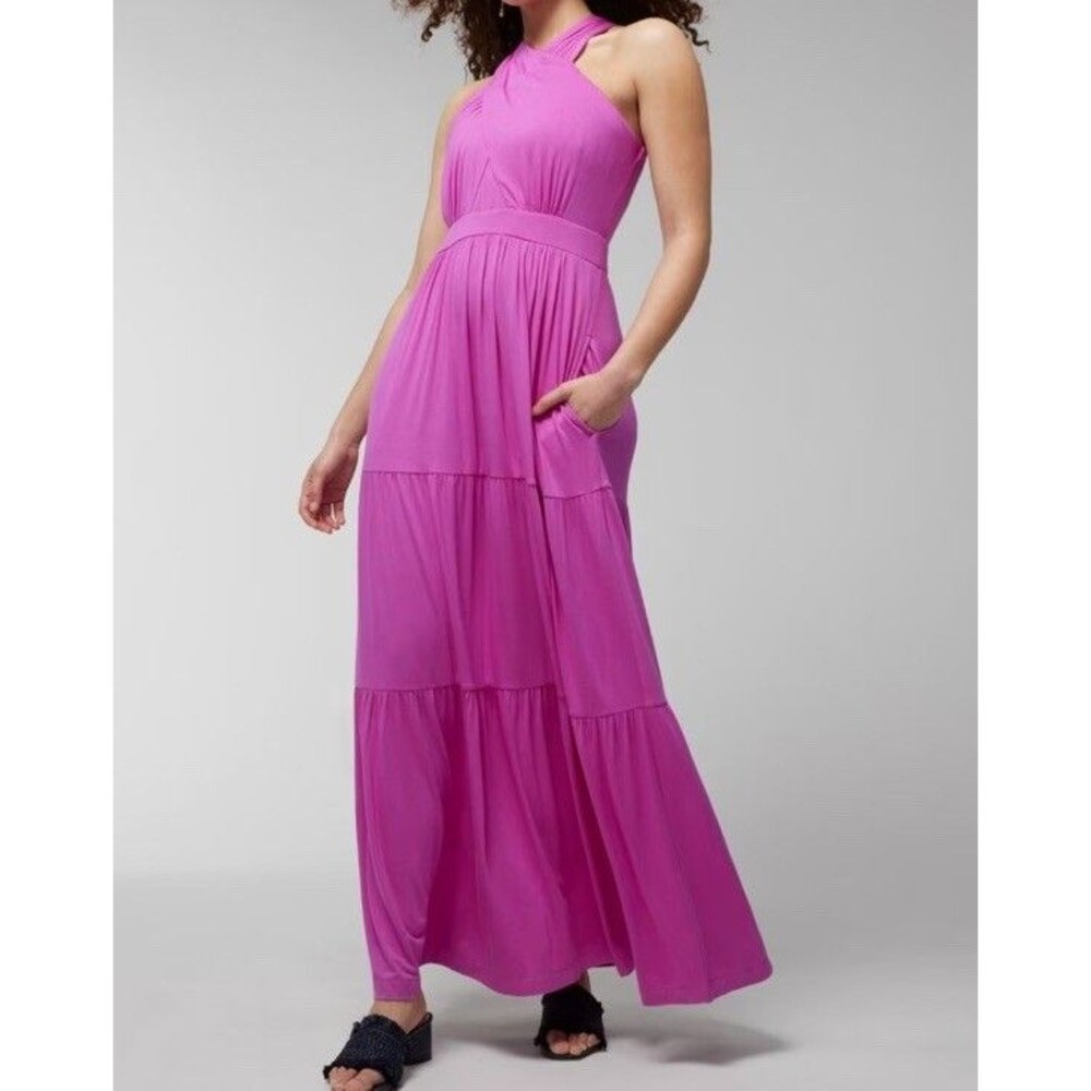 Soma Soft Jersey Crossover Halter built in bra lounge Maxi Bra Dress XXL